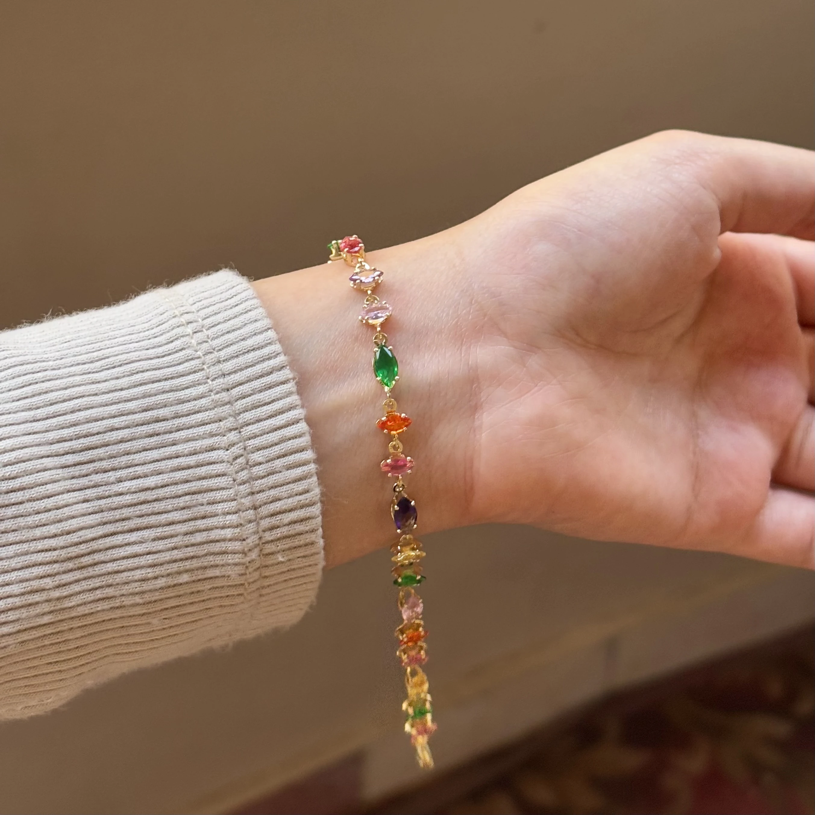 Colorful Diamond Bracelet 💚🧡🩷