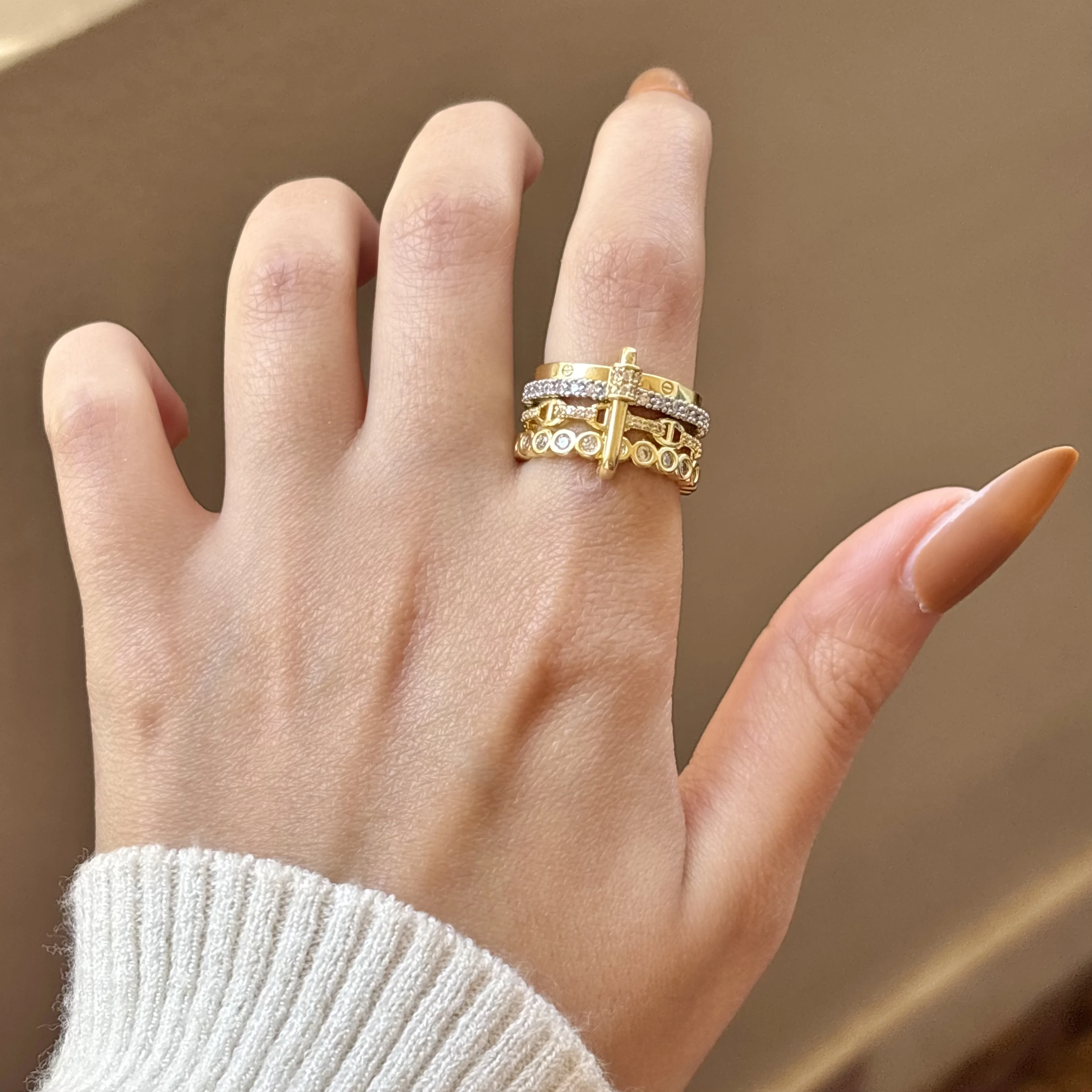 Diamond Chain Layered Ring💎