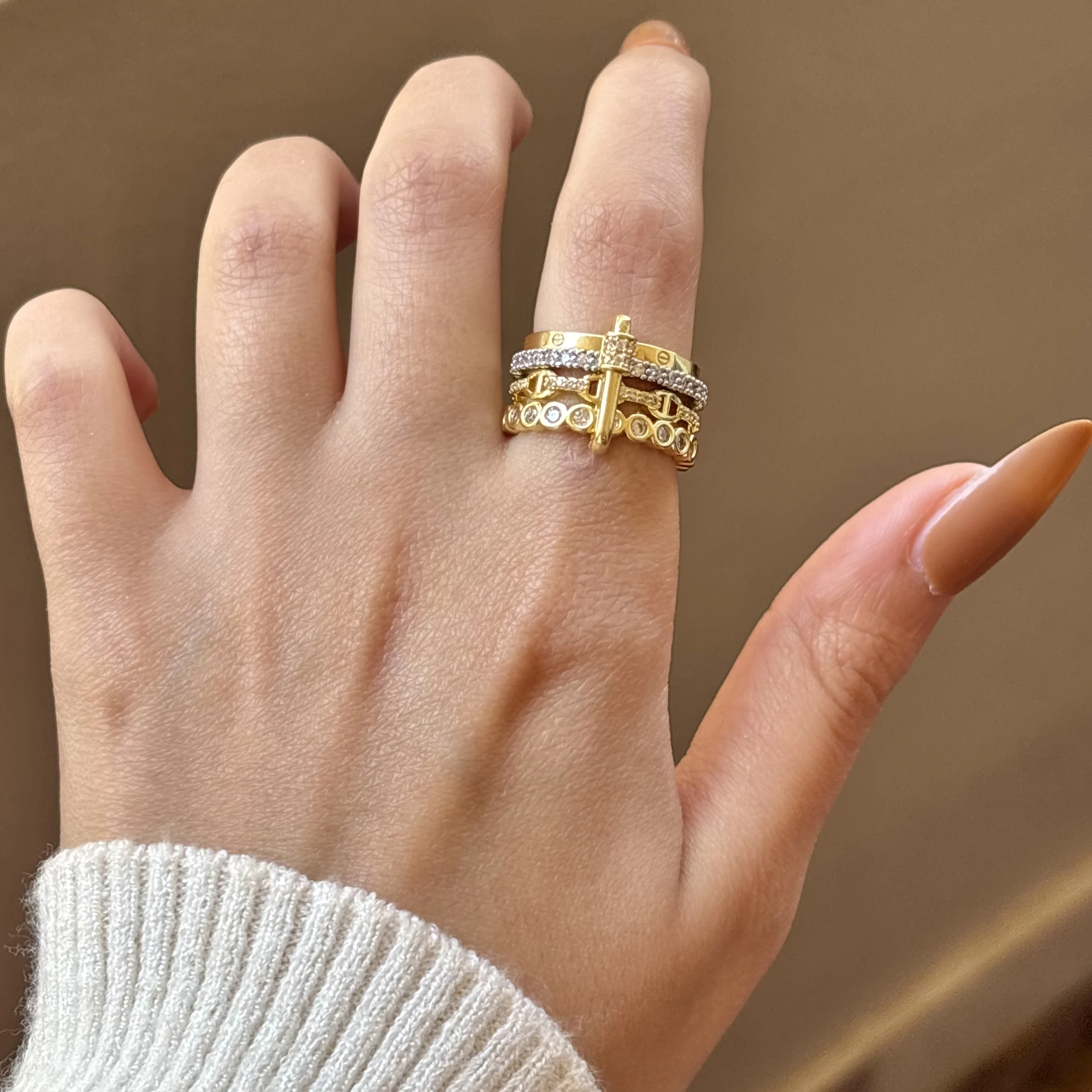 Diamond Chain Layered Ring💎