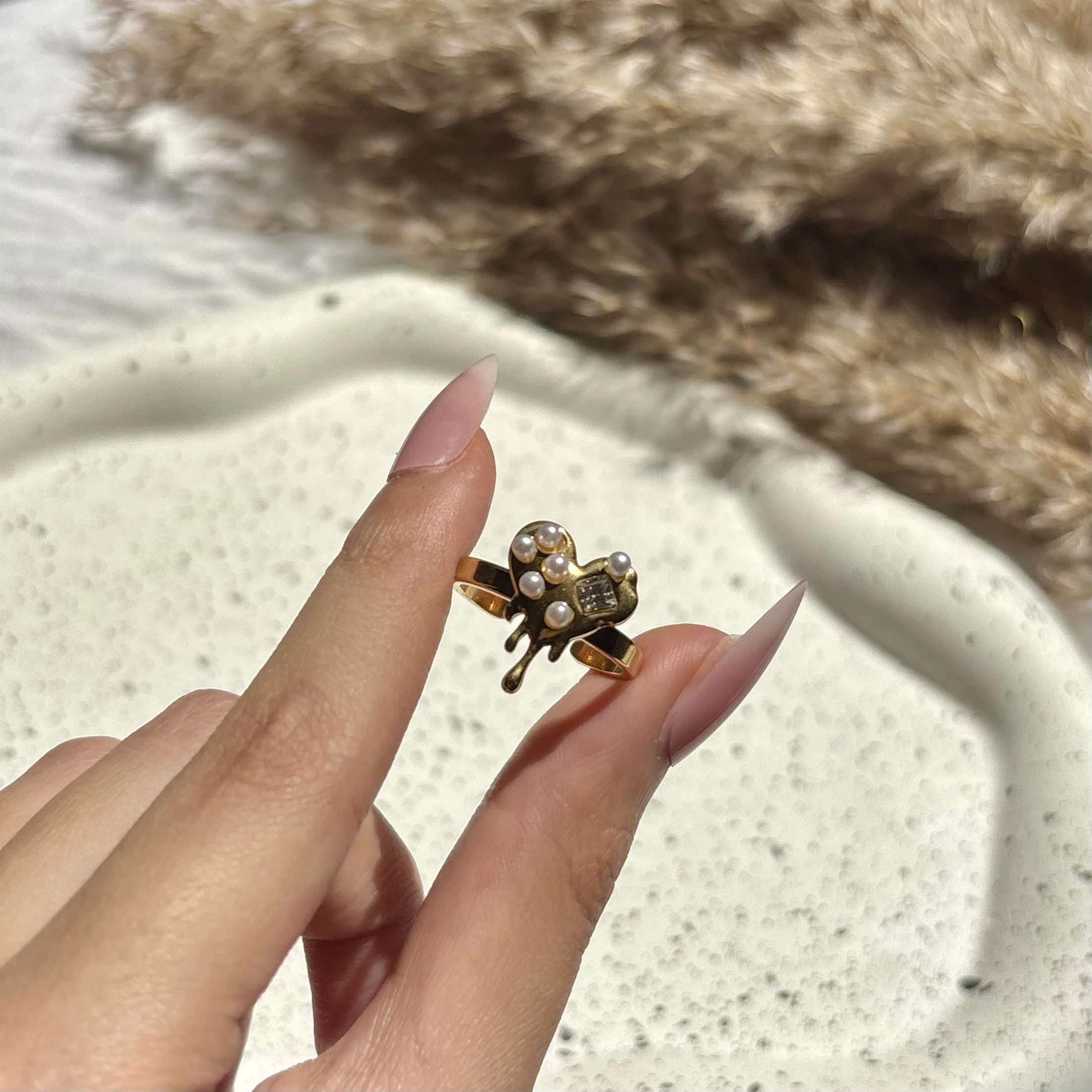 Heart Pearly Ring 💛✨