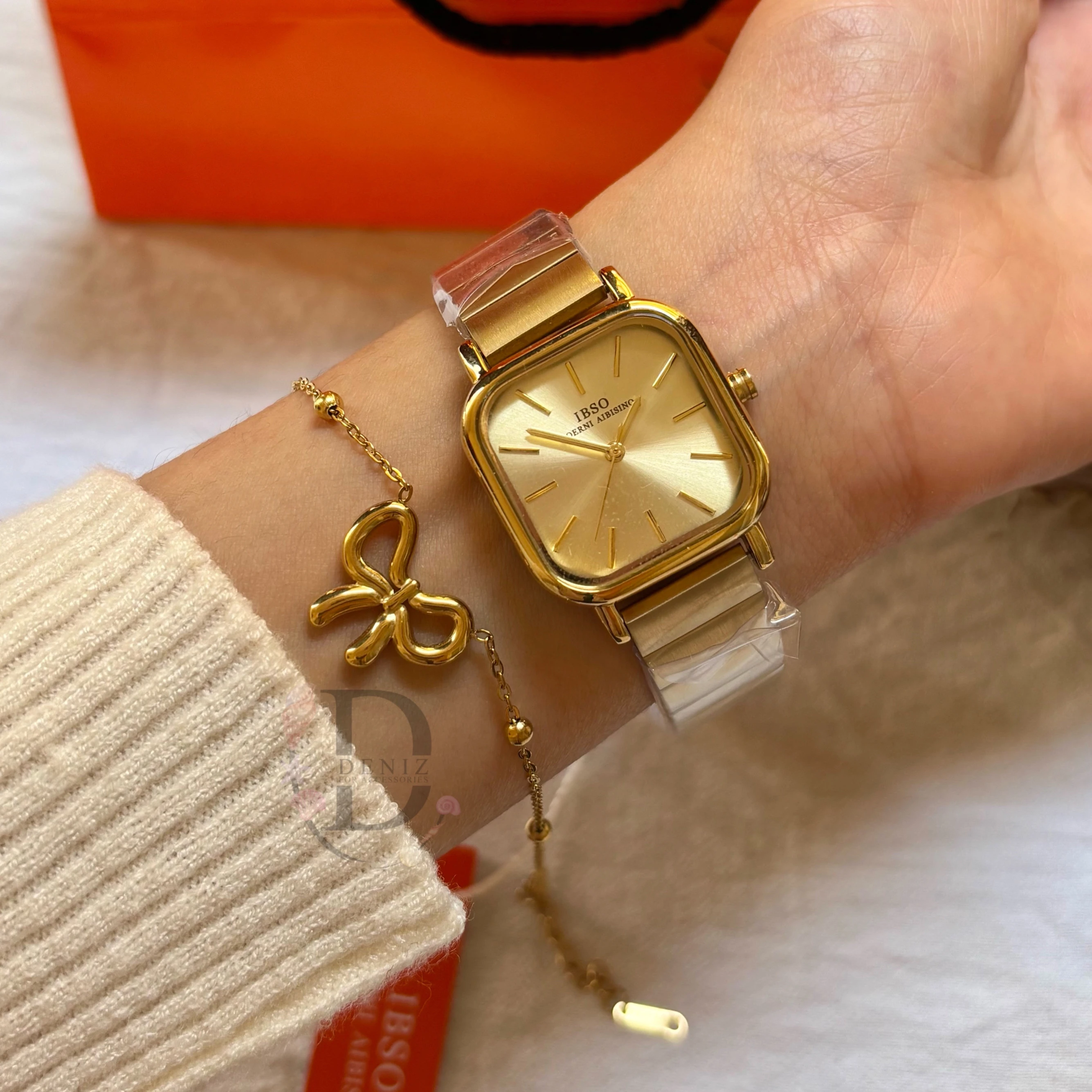 Ibso Gold Square Watch