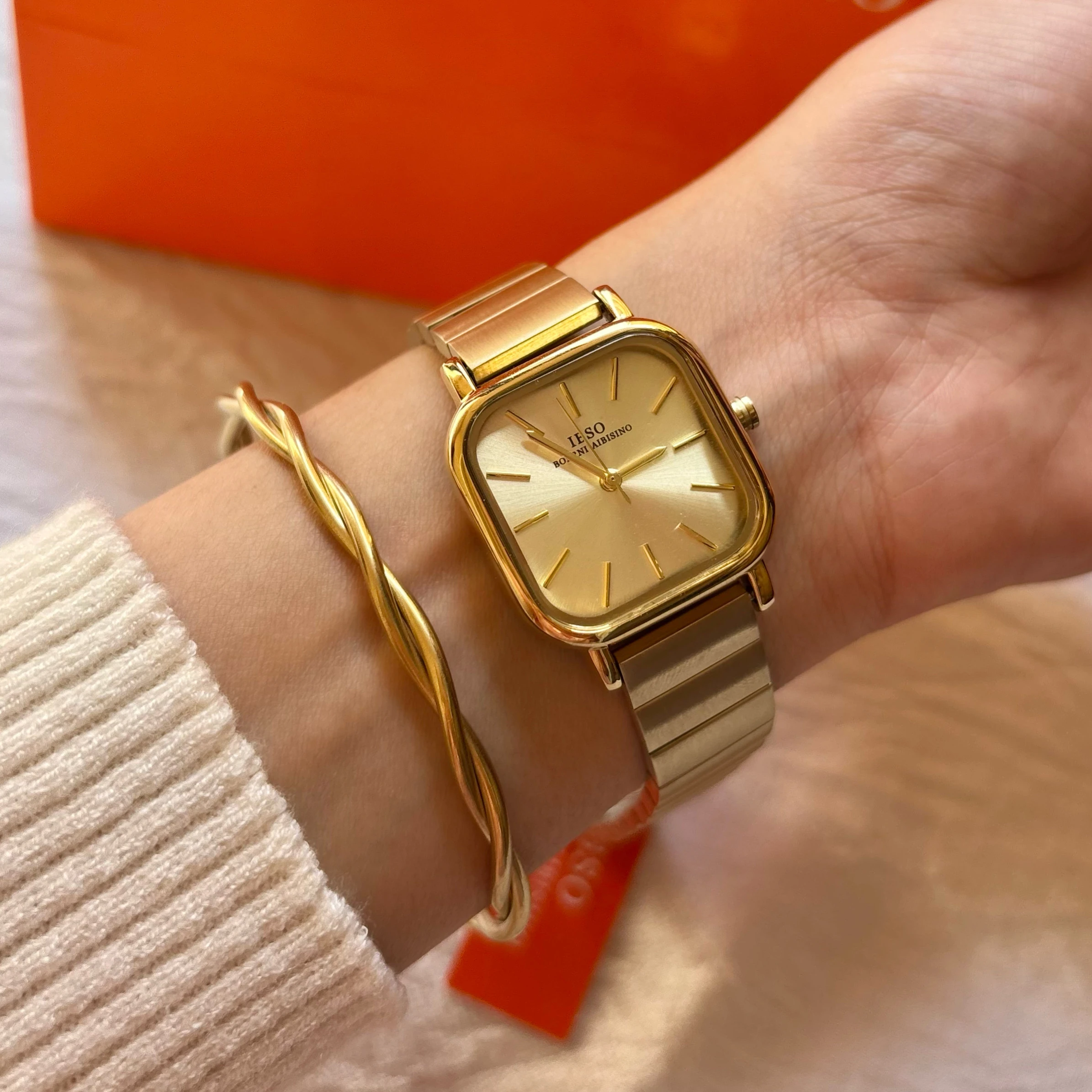Ibso Gold Square Watch