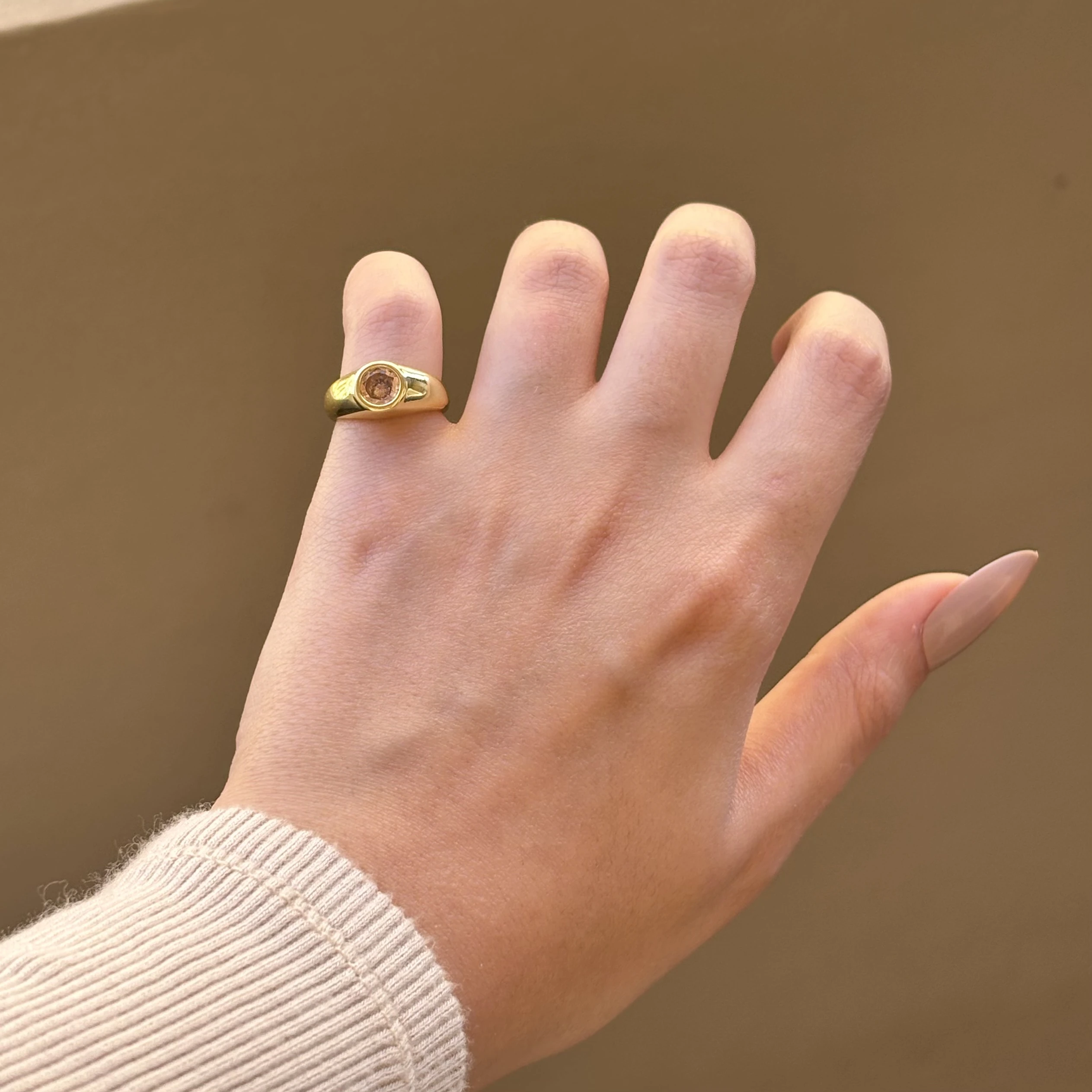 Pink Circle Stone Pinky Ring 💓