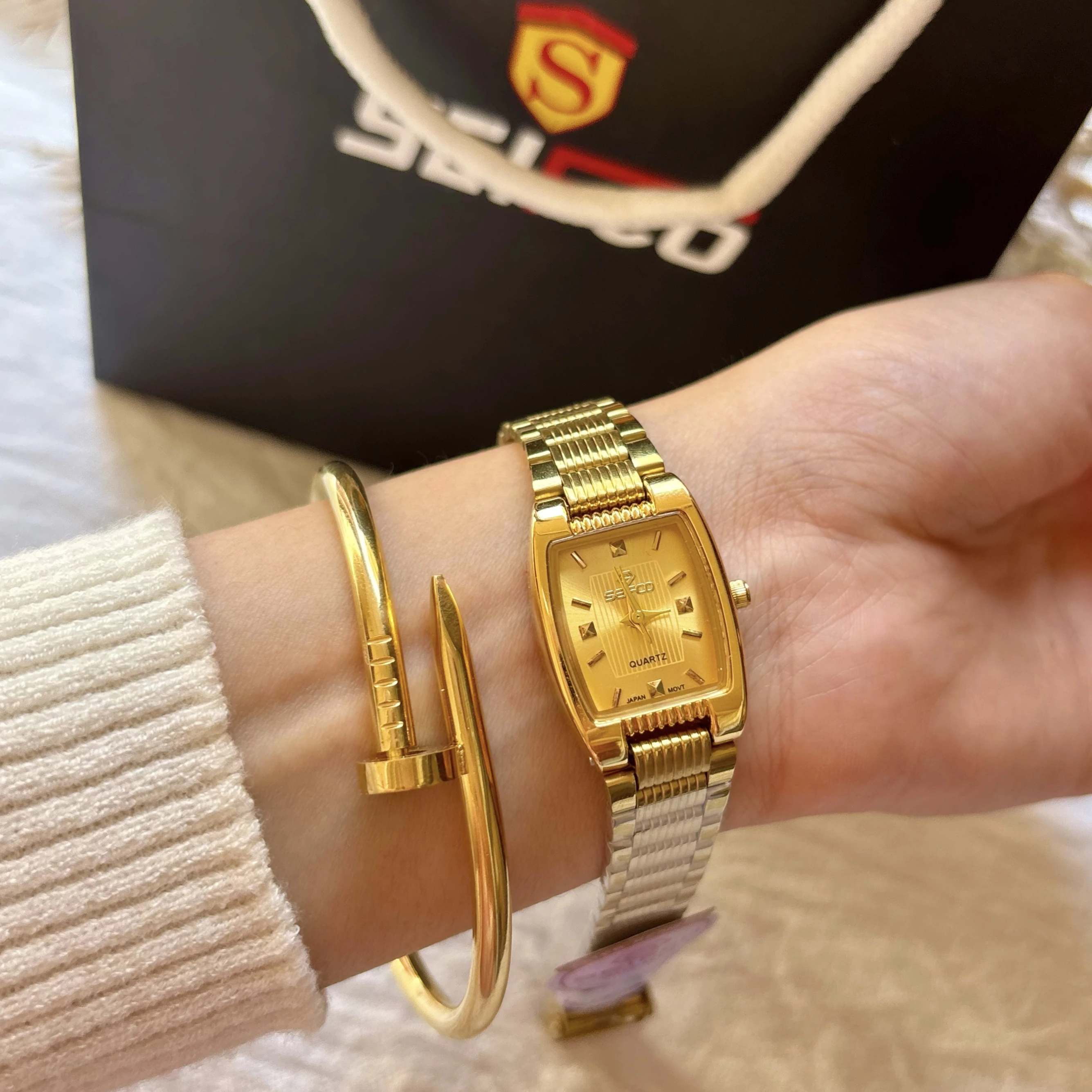 Seifco Gold Square Watch