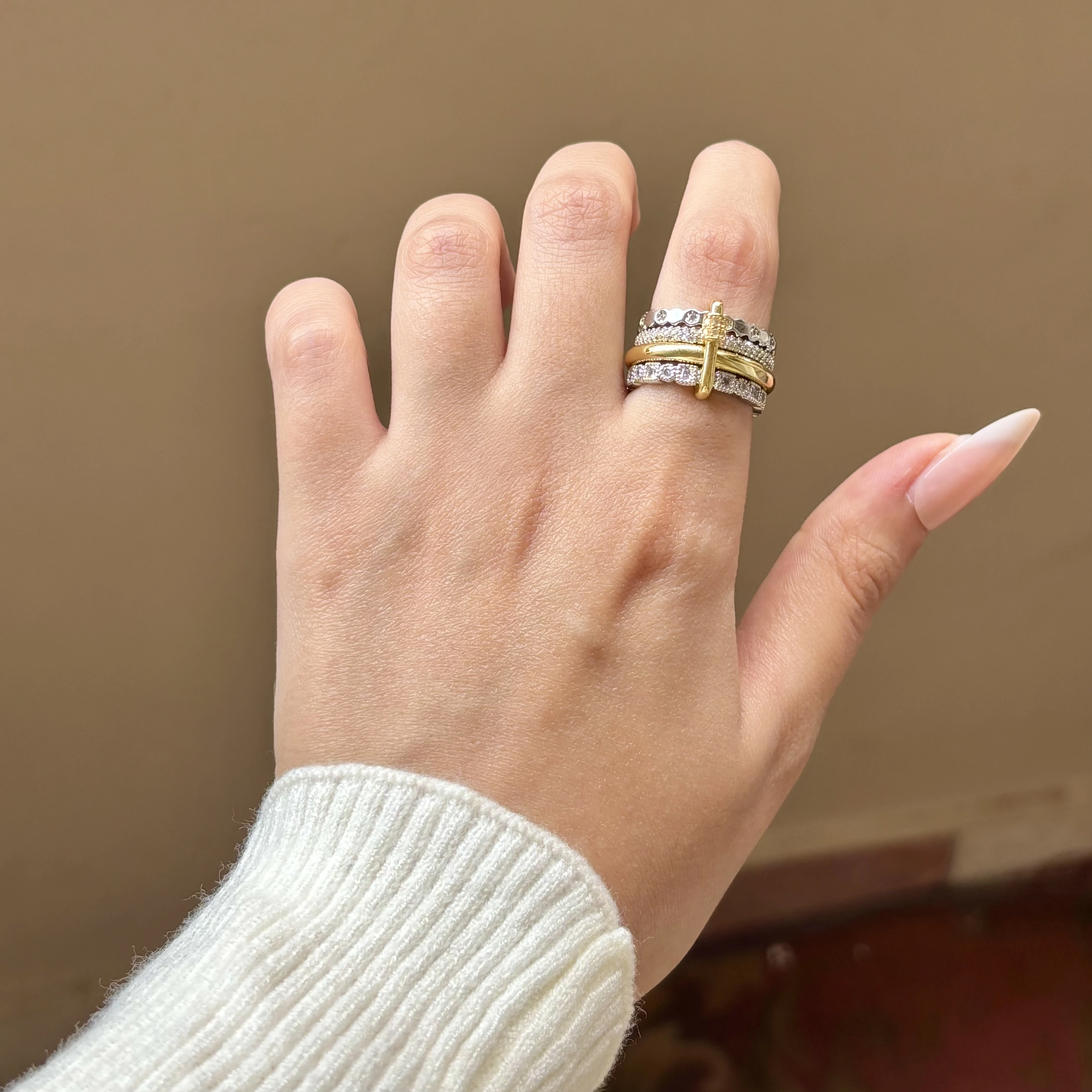 Silver Diamond Layered Ring 💎